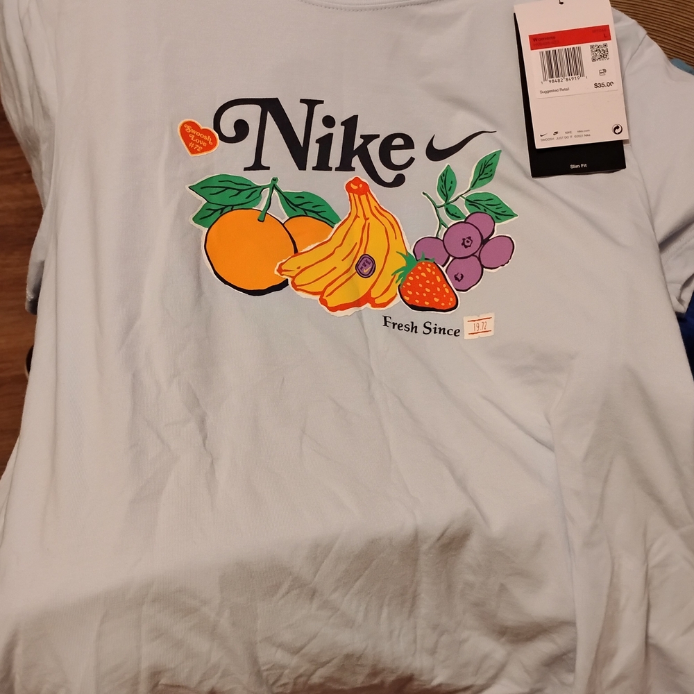 Nike White Tee with Vibrant Fruit Graphics